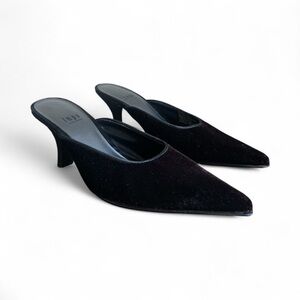 Luxe Black Sloan suede Velvet Mules - 6